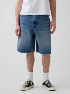 Pantaloncini da carpentiere in denim larghi da 10,5″