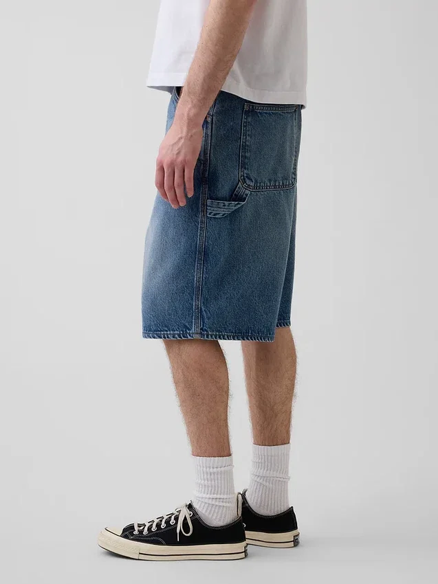 Pantaloncini da carpentiere in denim larghi da 10,5"