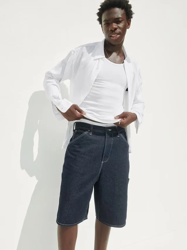Pantaloncini da carpentiere in denim larghi da 10,5"