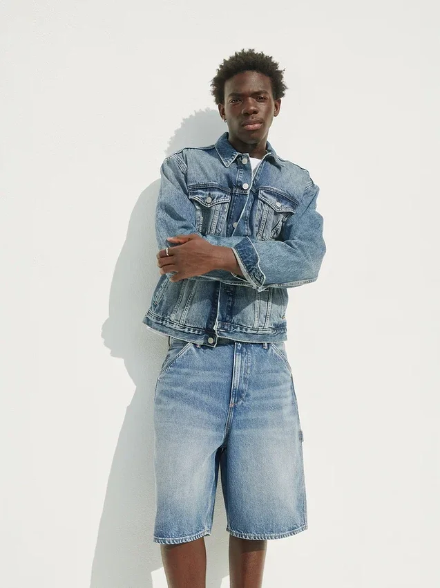 Pantaloncini da carpentiere in denim larghi da 10,5"