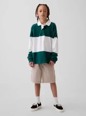 Pantaloncini da carpentiere in denim larghi e comodi stile anni ’90 per bambini