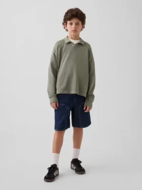 Pantaloncini da carpentiere in denim larghi e comodi stile anni ’90 per bambini