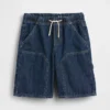 Pantaloncini da carpentiere in denim larghi e comodi stile anni ’90 per bambini