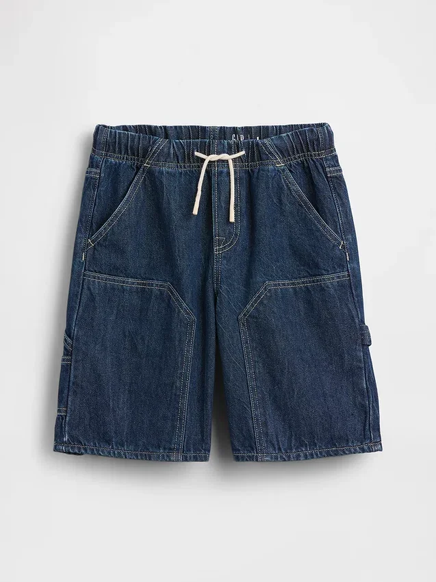 Pantaloncini da carpentiere in denim larghi e comodi stile anni ’90 per bambini