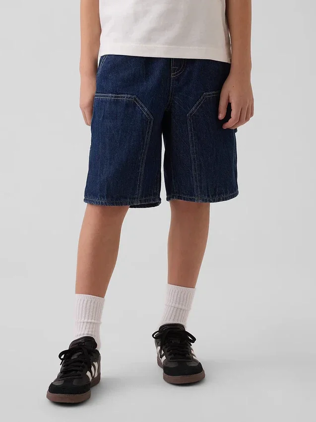 Pantaloncini da carpentiere in denim larghi e comodi stile anni ’90 per bambini