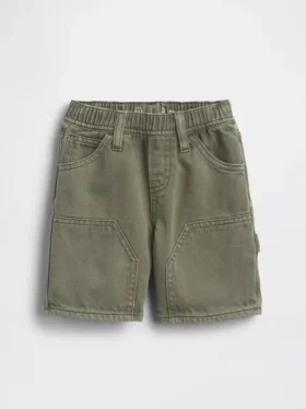 Pantaloncini da carpentiere in denim ultra morbido con chiusura a elastico per Neonato & Bebè