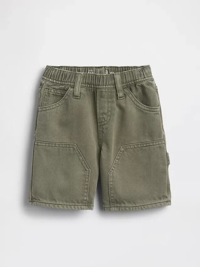 Pantaloncini da carpentiere in denim ultra morbido con chiusura a elastico per Neonato & Bebè