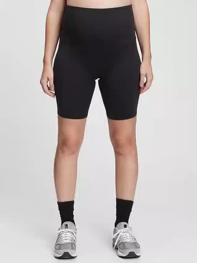 Pantaloncini da ciclismo premaman in tessuto riciclato con pannello intero