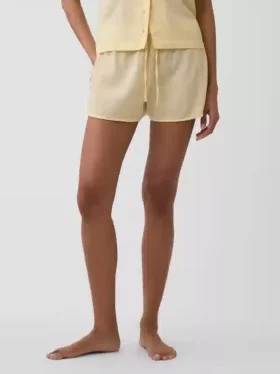 Pantaloncini da pigiama in garza stropicciata