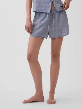 Pantaloncini da pigiama in garza stropicciata
