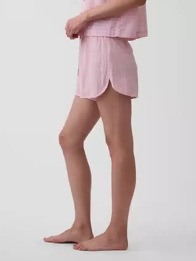 Pantaloncini da pigiama in garza stropicciata
