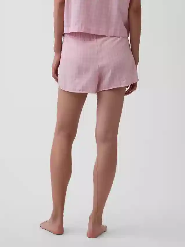 Pantaloncini da pigiama in garza stropicciata