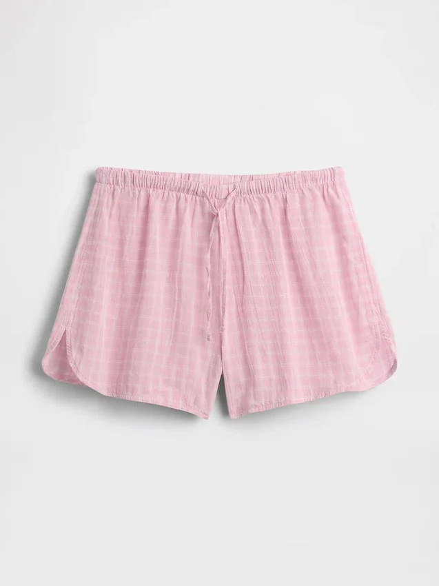 Pantaloncini da pigiama in garza stropicciata