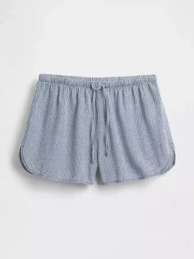 Pantaloncini da pigiama in garza stropicciata