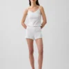 Pantaloncini da pigiama in maglia pointelle con orlo a foglia di lattuga