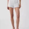 Pantaloncini da pigiama in maglia pointelle con orlo a foglia di lattuga