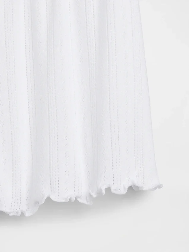 Pantaloncini da pigiama in maglia pointelle con orlo a foglia di lattuga