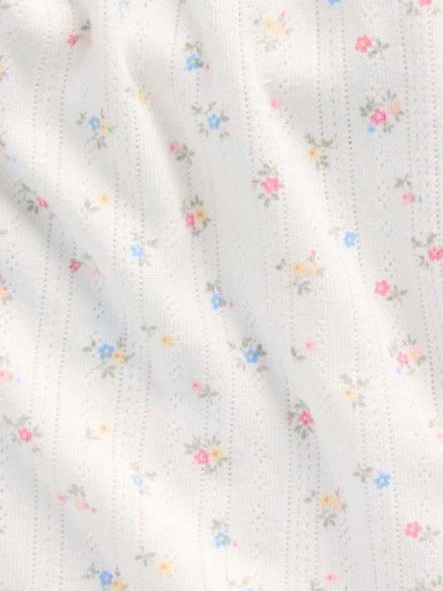 Pantaloncini da pigiama in maglia pointelle con orlo a foglia di lattuga