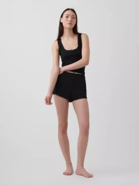 Pantaloncini da pigiama in modal morbidissimo con bordi in pizzo