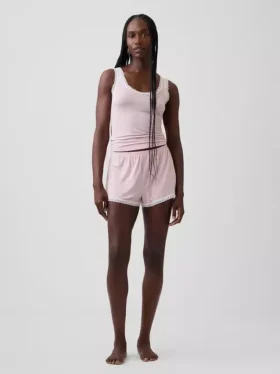Pantaloncini da pigiama in modal morbidissimo con bordi in pizzo