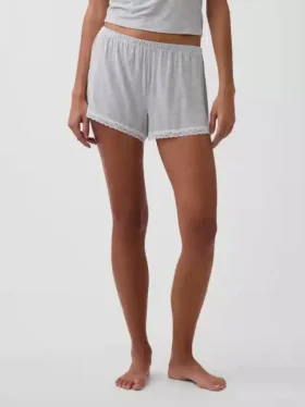 Pantaloncini da pigiama in modal morbidissimo con bordi in pizzo