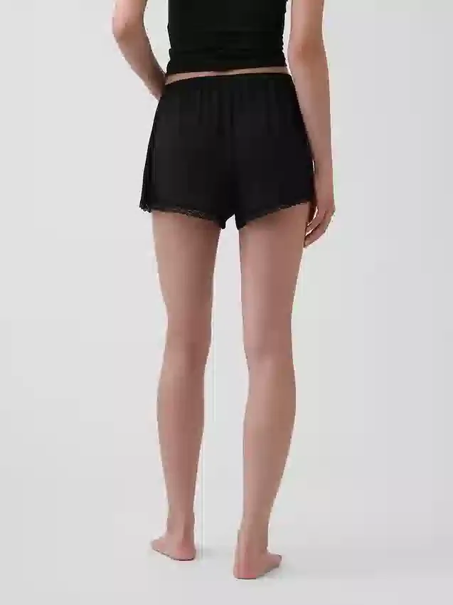 Pantaloncini da pigiama in modal morbidissimo con bordi in pizzo