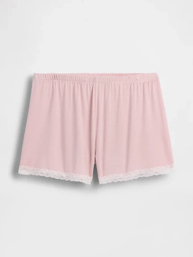 Pantaloncini da pigiama in modal morbidissimo con bordi in pizzo