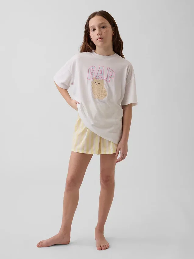 Pantaloncini da pigiama in popeline riciclato per bambini