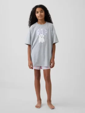 Pantaloncini da pigiama in popeline riciclato per bambini