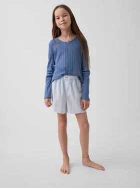 Pantaloncini da pigiama in popeline riciclato per bambini