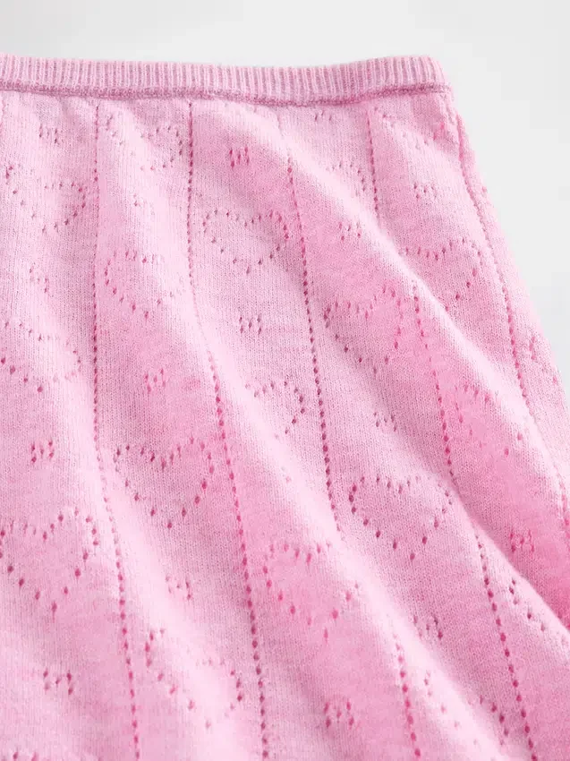 Pantaloncini da pigiama leggeri in CashSoft con motivo a cuori in punto Pointelle