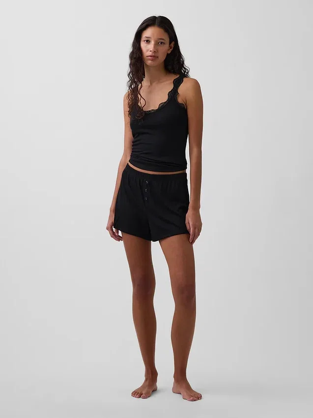 Pantaloncini da pigiama mini a costine dal taglio morbido