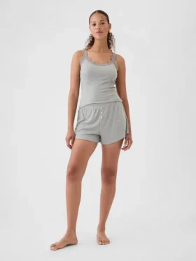 Pantaloncini da pigiama mini a costine dal taglio morbido