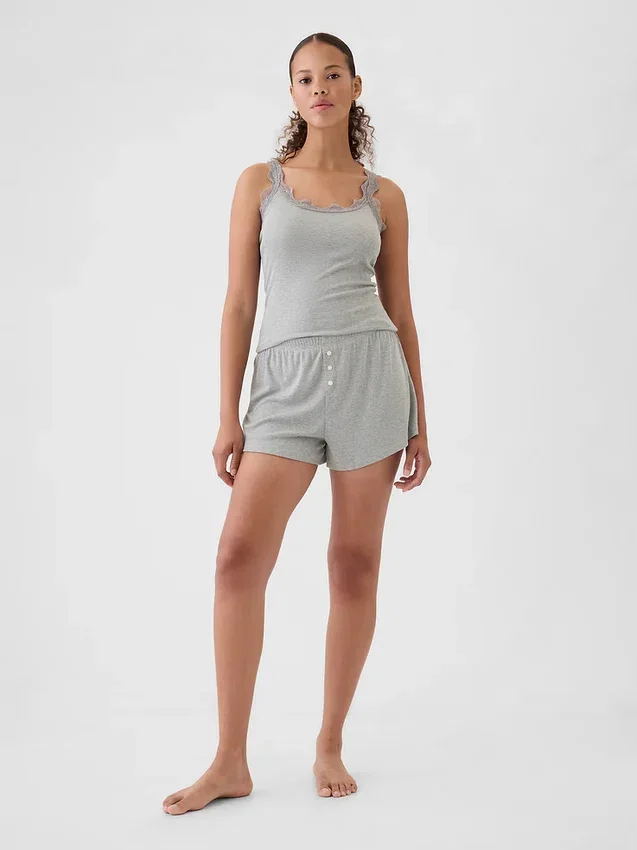 Pantaloncini da pigiama mini a costine dal taglio morbido