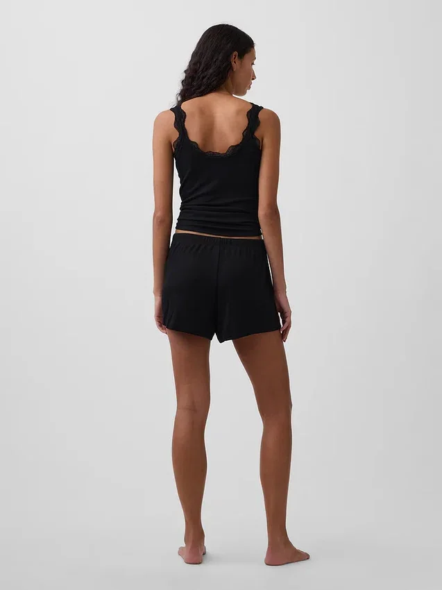 Pantaloncini da pigiama mini a costine dal taglio morbido
