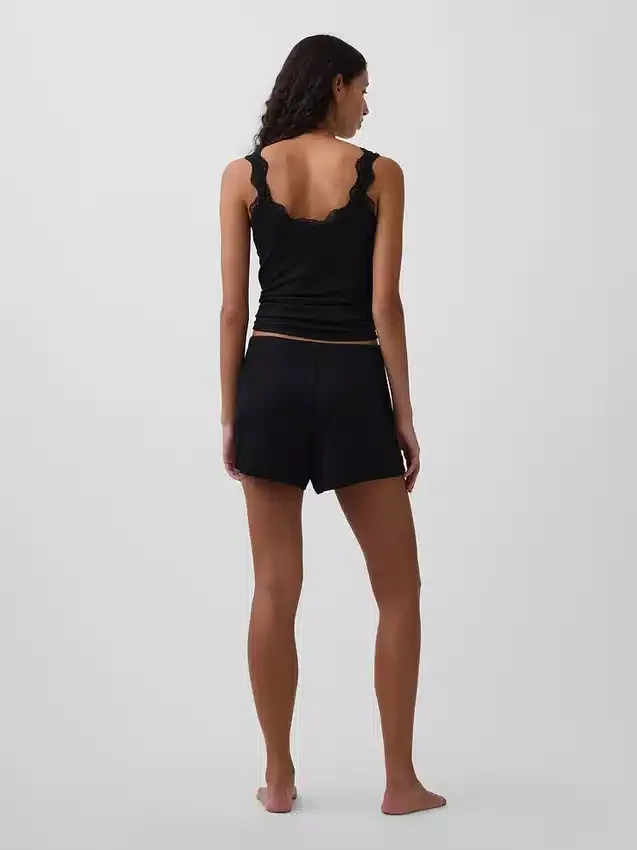 Pantaloncini da pigiama mini a costine dal taglio morbido