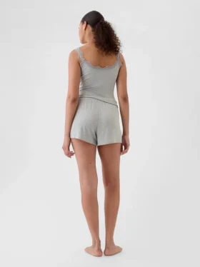 Pantaloncini da pigiama mini a costine dal taglio morbido