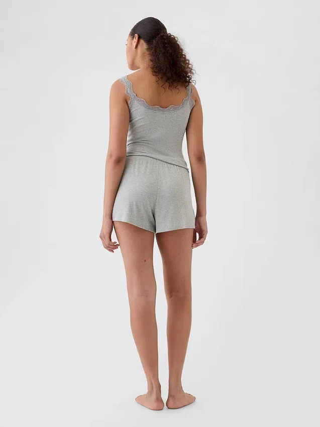Pantaloncini da pigiama mini a costine dal taglio morbido