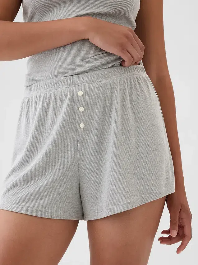 Pantaloncini da pigiama mini a costine dal taglio morbido