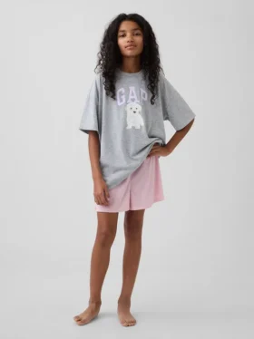 Pantaloncini da pigiama per bambini in punto traforato riciclato