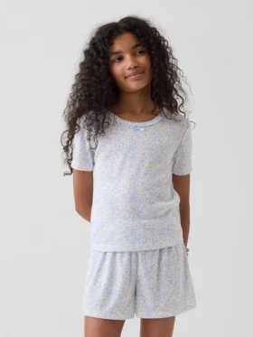 Pantaloncini da pigiama per bambini in punto traforato riciclato
