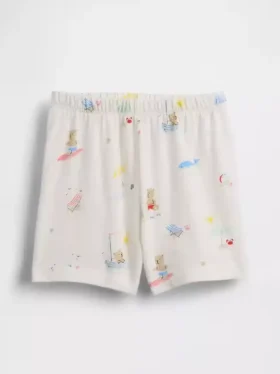Pantaloncini da spiaggia in cotone biologico "Baby First Favorites" con orsetto