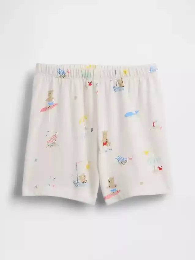 Pantaloncini da spiaggia in cotone biologico "Baby First Favorites" con orsetto