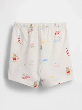 Pantaloncini da spiaggia in cotone biologico “Baby First Favorites” con orsetto