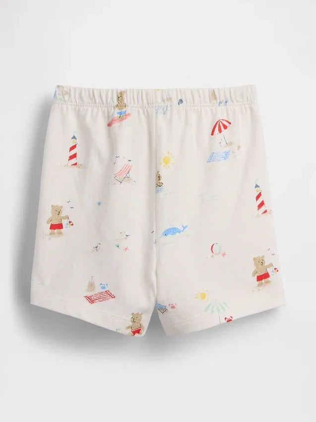 Pantaloncini da spiaggia in cotone biologico "Baby First Favorites" con orsetto