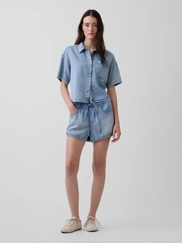 Pantaloncini Easy Dolphin in denim ultra morbido a vita media