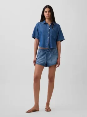 Pantaloncini Easy Dolphin in denim ultra morbido a vita media