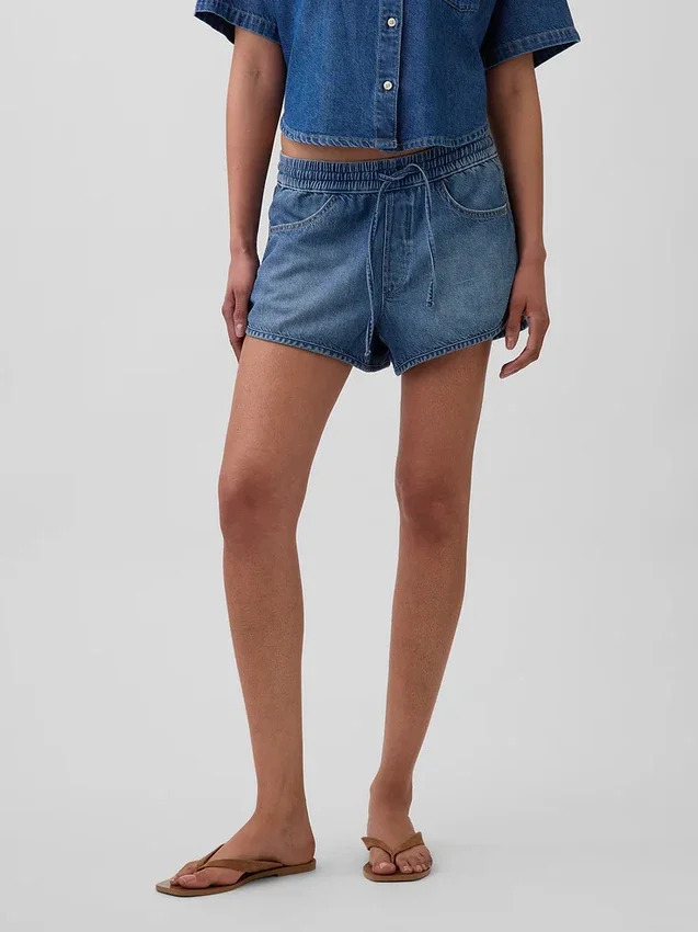 Pantaloncini Easy Dolphin in denim ultra morbido a vita media