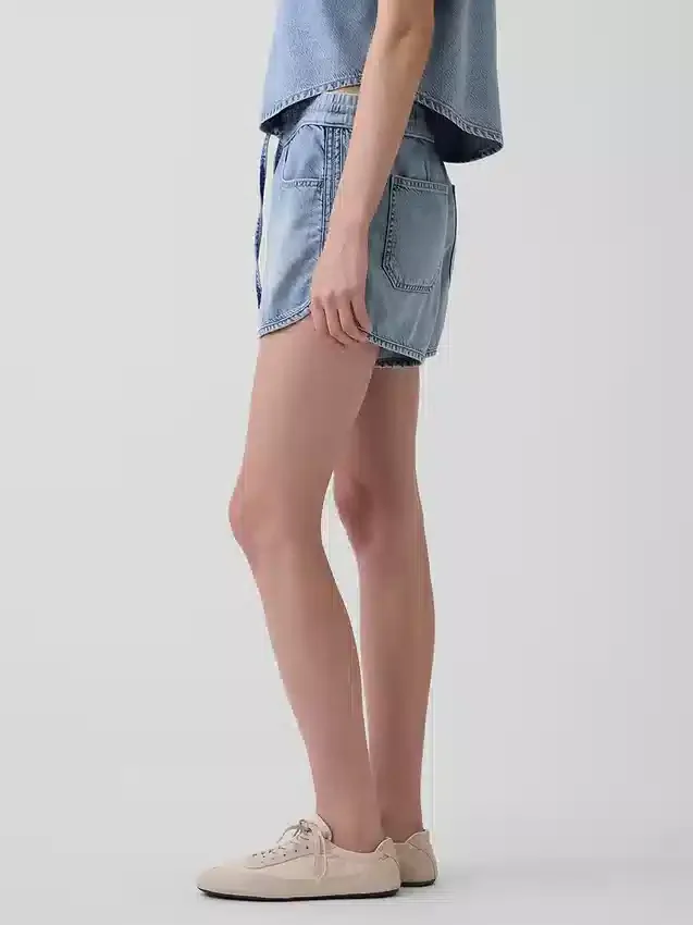 Pantaloncini Easy Dolphin in denim ultra morbido a vita media