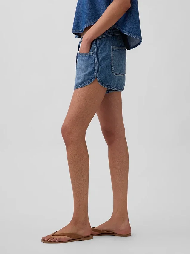 Pantaloncini Easy Dolphin in denim ultra morbido a vita media